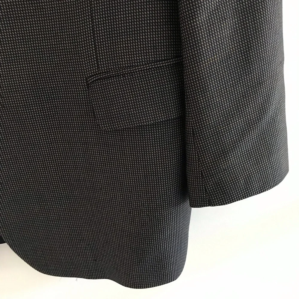 Joseph Abboud | Gingham Wool Suit Jacket Mens Size 46R Gray Three Button